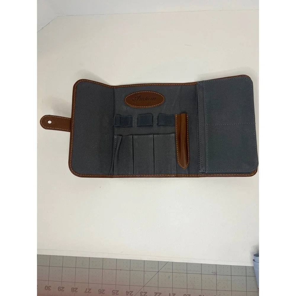 Indian‎ Motorcycle Brown Leather Trifold Travel Pouch Organizer Wallet 5 x 7